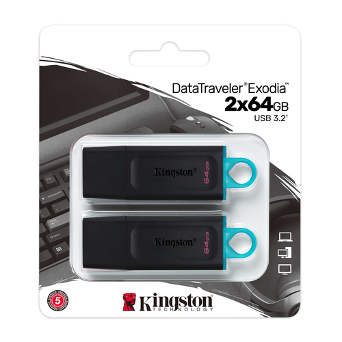 Kingston Technology DataTraveler ® Exodia (Black + Teal) 2 Pieces - USB 3.2 Flash Drive