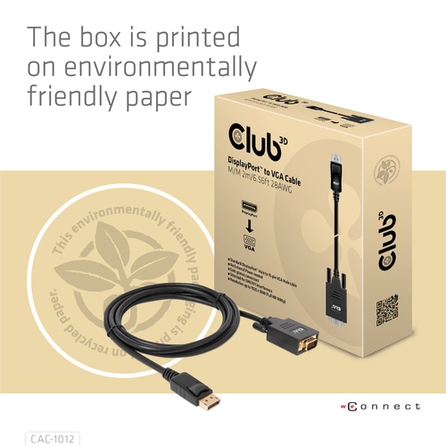 CLUB3D DisplayPort to VGA Cable M/M