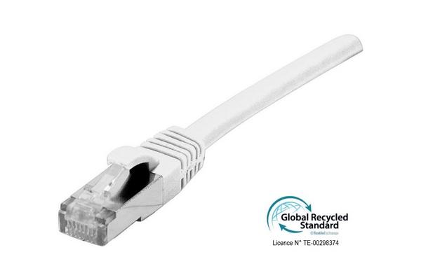 Cordon RJ45 CAT 6A S/FTP TPE écologique snagless blanc certifié GRS - 0,5 m