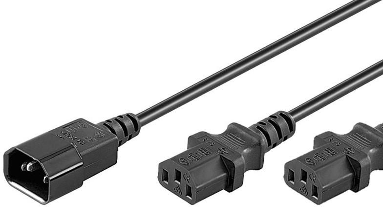 Power Cord C13x2 - C14 1.2m