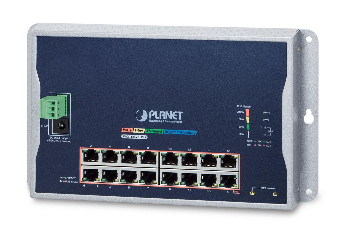 IP40, IPv6/IPv4, 16-Port 1000T