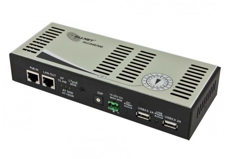 ALLNET ALL048700 / Splitter HPoE 90W 10-25V 2x USB 2.0 je 10