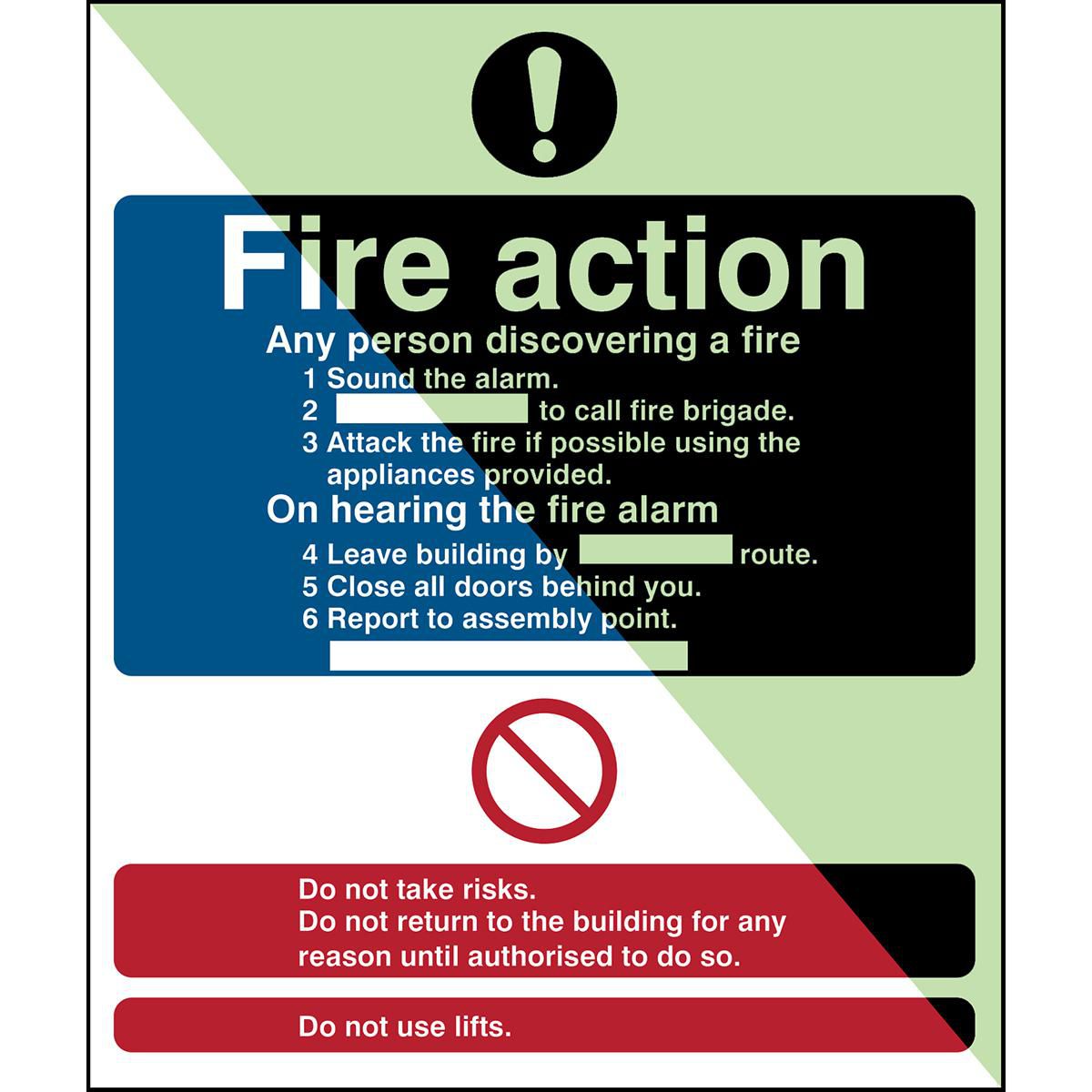 Glow-in-the-dark safety sign 