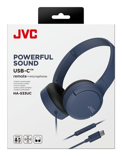 JVC HAS33UC Headset Wired Head-band Calls/Music USB Type-C Black, Blue
