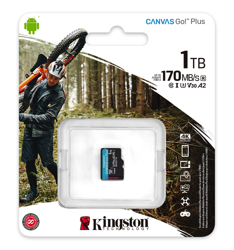 Kingston Technology Canvas Go! Plus 1TB microSDXC Canvas Go Plus 170R A2 U3 V30 Single Pack w/o ADP