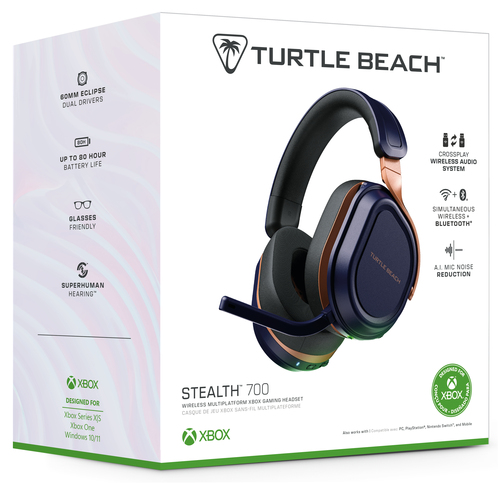 Turtle Beach Stealth 700 Cobalt Blue Xbox Wireless Gaming Headset with 80 hour Battery, Bluetooth, Dual Transmitters and 60mm Speakers for Xbox Series X or S, Xbox One, PC and Mobile