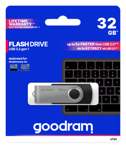 Goodram UTS3 USB flash drive 32 GB USB Type-A 3.2 Gen 1 (3.1 Gen 1) Black