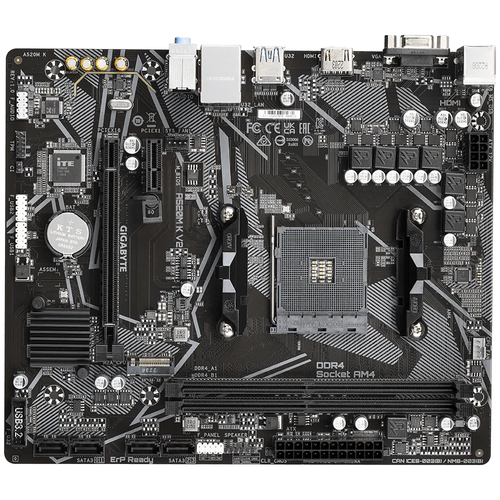 GIGABYTE A520M K V2 Motherboard - Supports AMD Ryzen 5000 Series AM4 CPUs, up to 5100MHz DDR4 (OC), PCIe Gen3 x4 M.2, GbE LAN, USB 3.2 Gen 1