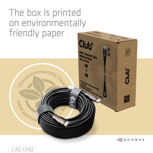 CLUB3D HDMI™ Hybrid AOC Cable 8K60Hz/4K120Hz 30m / 98.42 ft