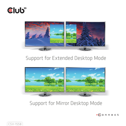 CLUB3D USB-C® Hub to Dual HDMI™ 4K60Hz M/F+PD3.0 100 Watt