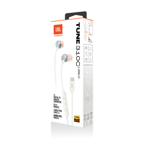JBL Tune 310C Headset Wired In-ear Calls/Music USB Type-C White